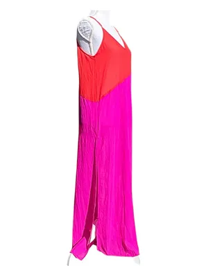 Lulus Seaside Retreat Color Blocking Side Slit Sheer Maxi Beach Cover Size Small thumbnail 7