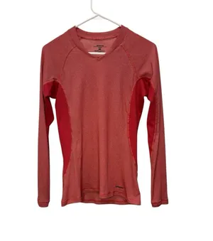 Patagonia Shirt Women’s Small Red Capilene Base Layer V Neck Long Sleeve Trail thumbnail 1