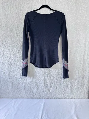 Free People Shirt Soft Thermal Top Waffle Size Medium Boho Western Cowgirl core thumbnail 7