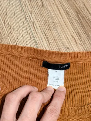 J Crew Womens Camel Tan Ribbed Knit Crewneck Sweater Fitted Size M Fall Basic thumbnail 4