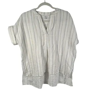 Madewell Lakeline Popover Shirt Schulner‎ Stripe Coastal 100% Cotton Womens XS thumbnail 1