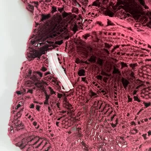 Abercrombie Fitch Y2K Crochet Crop Women Top XS Festival Coquette Boho Burgundy thumbnail 11