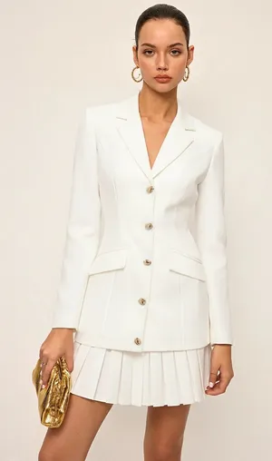 Commence White Tailored Button-Front Blazer Jacket Pleated Dress  XS  NWT thumbnail 1