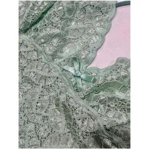 Vintage Mint Metallic Lace Bralette Cami Made in USA L thumbnail 3