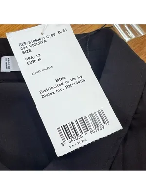 Mango viscose button down long sleeves shirt feather lightweight Black Sz 12 thumbnail 13