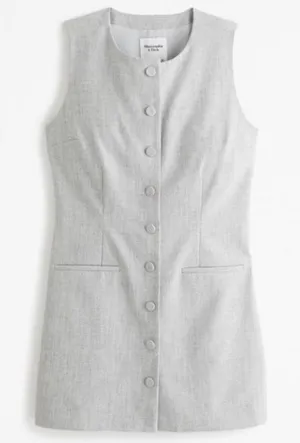 NWT Abercrombie & Fitch Women’s Mara High-Neck Vest Mini Dress Heather Grey S thumbnail 1