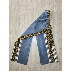 Y2K Baggy Pants Leopard-Trim Blue Joggers - Women's Medium thumbnail 6
