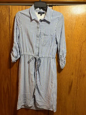 Lulus Lifestyle Blue and White Striped Long Sleeve Shirt Dress thumbnail 3