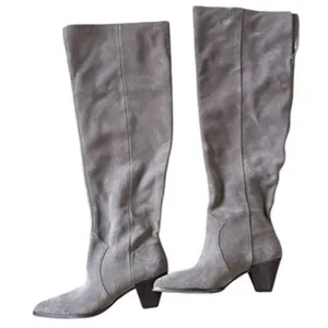 Vince Camuto Grey Suede Over The Knee Boots Pointed Toe Cone Heel 5 Wide Calf thumbnail 2