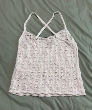 Aritzia Wilfred Gemma White Crochet Tank thumbnail 8