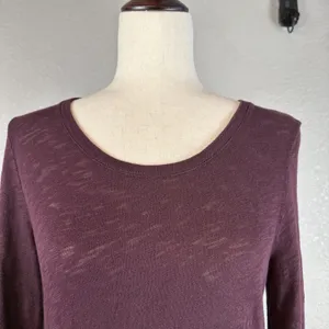 ATM Anthony Thomas Melillo Long Sleeve Tunic Dress Size M Maroon Peruvian Cotton thumbnail 2