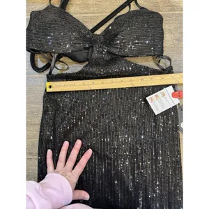 IEENA For Mac‎ Duggal 70130 Black Gown Size 4 Cutout All Over Sequin Sexy thumbnail 6