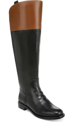 Franco Sarto Meyer Black Cognac Leather Riding Boots Wide Calf Equestrian thumbnail 1