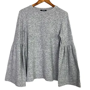 Zara Oversized Bell Longsleeve Soft Knit Pullover Sweater Crew Neck M Gray #4141 thumbnail 1