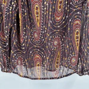 Lucky Brand Womens Paisley Sheer Split Neck Long Sleeve Blouse Multicolor Medium thumbnail 5