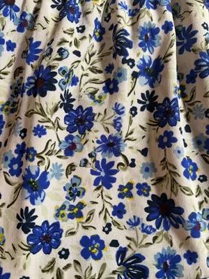 Blue Floral smocked mini dress - size large thumbnail 4