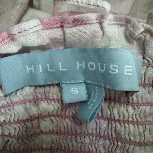 Hill House Home Pink Yellow Swirl Smocked Linen Peplum Ruffle Top Small thumbnail 5