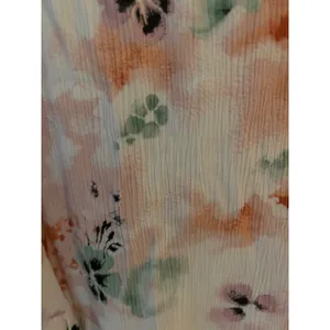 American Rag Floral V-Neck Blouse Bell Sleeve Boho Top Peach Green Large thumbnail 4