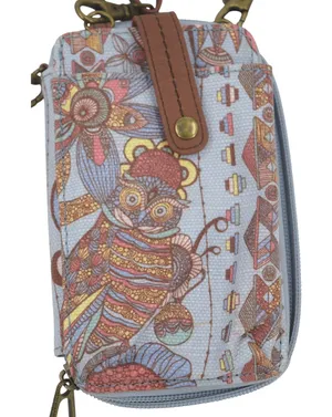 Sakroots Artist Circle Crossbody/Wallet Women Small‎ Blue/Owl Floral Print Boho thumbnail 1