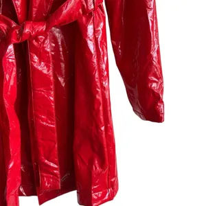NWT Dolls Kill Flame Viral Vengeance red vinyl Belted trench coat XS Y2K thumbnail 6