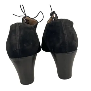 JONAK Black Suede Shoes Oxfords Lace Up Stacked Heel Womens Size FR 40 US 8 thumbnail 3