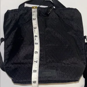 Athleta Black Nylon Bucket Bag Drawstring 2 Handles Adjustable Crossbody Strap thumbnail 8