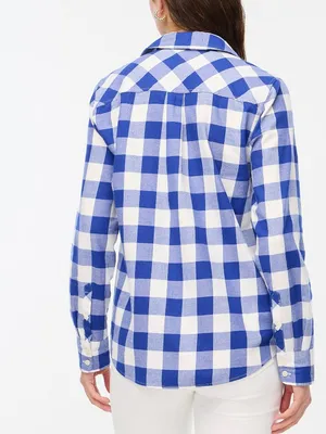 NWT J. Crew Size Medium Blue White Plaid 100% Cotton Flannel Button Up Shirt NEW thumbnail 3