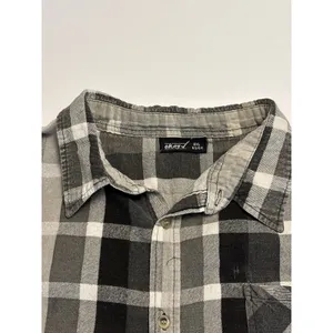 OKAY Button Up Shirt Women 6XL Gray Plaid Oversized Short Sleeve Casual thumbnail 3