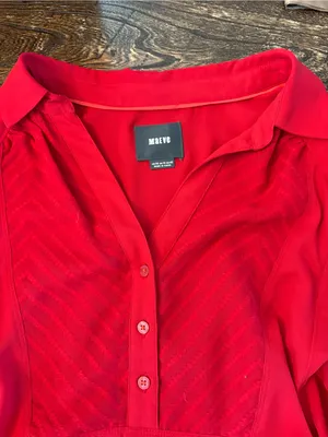 Maeve Anthropologie De Stijl Popover Blouse 10 Red Excellent Chevron V-Neck thumbnail 6