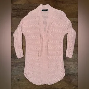Lauren Ralph Lauren Pink Cable Knit Open Front Cardigan thumbnail 4