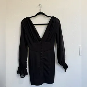 Windsor Black Corset Bodycon Mini Dress Sheer Sleeves Date Night Small thumbnail 4