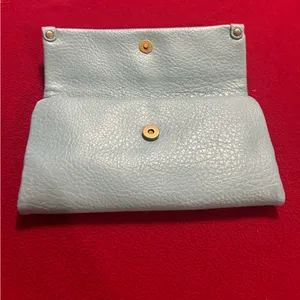 Pebbled Light Blue Leather Fold thumbnail 3