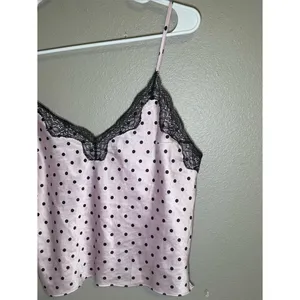 Victoria’s Secret Pink & Black Lace Trim Polka Dot Cami Top Women’s Size Medium thumbnail 3