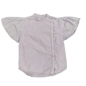 Adam Lippes x RTR Tie Neck Stripped Top in White/Purple, Size US 4​ thumbnail 4