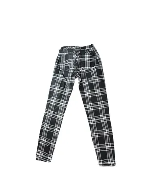 Black & White Plaid Straight Leg Pants - Women's thumbnail 2