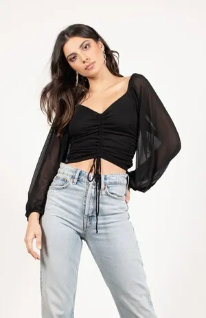 ✨ Completely Charmed Ruched Mesh Top✨ thumbnail 1