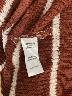 Doe & Rae Burnt Orange And White Striped Long Cardigan Size Medium thumbnail 4