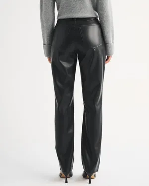 Abercrombie Curve Love ‘90s Straight Ultra High Rise Vegan Leather Pant thumbnail 3