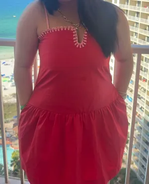 The Clothing Exchange Collection Red and Pink Stitched Dress thumbnail 1