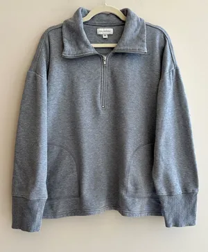 Free Assembly Quarter Zip Grey Sweatshirt, Athleisure, Size XXXL thumbnail 1