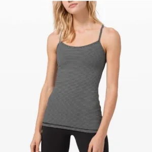Lululemon Black & Gray Striped Sleeveless Athletic Sport Tank Top 4 thumbnail 8