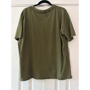 Aerie Haute Cafe Paris Graphic T-Shirt Olive Green Raw Edge Relaxed‎ Fit Medium thumbnail 2