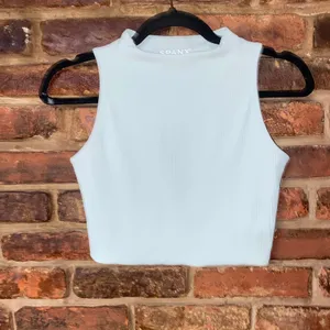 SPANX Blue Contour Rib Mock Neck Crop Top Cropped Tank Women's Size Small thumbnail 2