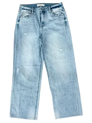 Hidden 100% Cotton Wide Leg Jeans Light Wash Distressed Denim Pants Size 26 thumbnail 1