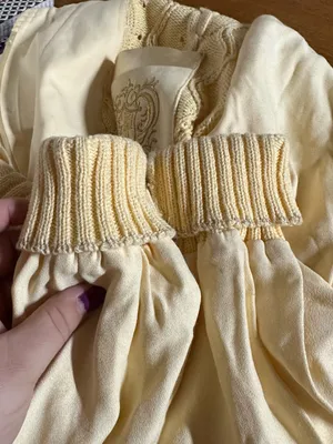 Side Effects Vintage 1990'S Yellow Cream Embroidered V Neck Pullover Sweater (M) thumbnail 9