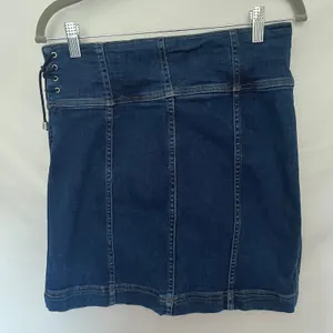 Free People Y2K Corset Denim Skirt Sz 10 Festival Indie Sleaze Dark Wash Mi thumbnail 5