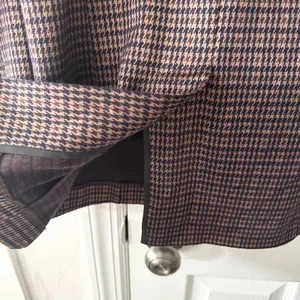 Avec Les Filles Anthropologie Brown Blue Houndstooth Longline Blazer Small 80103 thumbnail 10