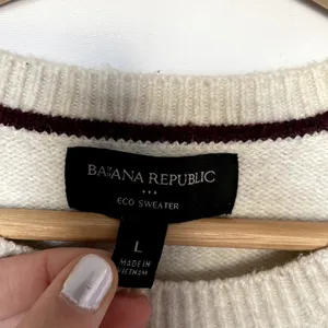 Banana Republic eco sweater‎ white red striped vintage knit women's size large thumbnail 3