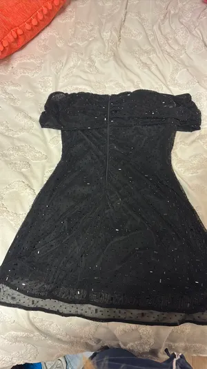 Black Windsor off the shoulder dress thumbnail 3