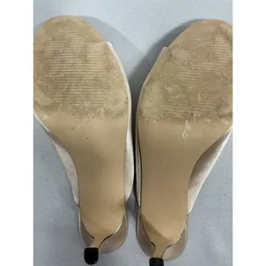 Womans Slipon Slide Sandals Size 7 Beige Cream Open Toe Stiletto thumbnail 7